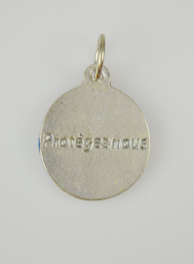 Médaille Saint Curé d'Ars Argentée & Émail Bleu - 18 mm (pic 4)