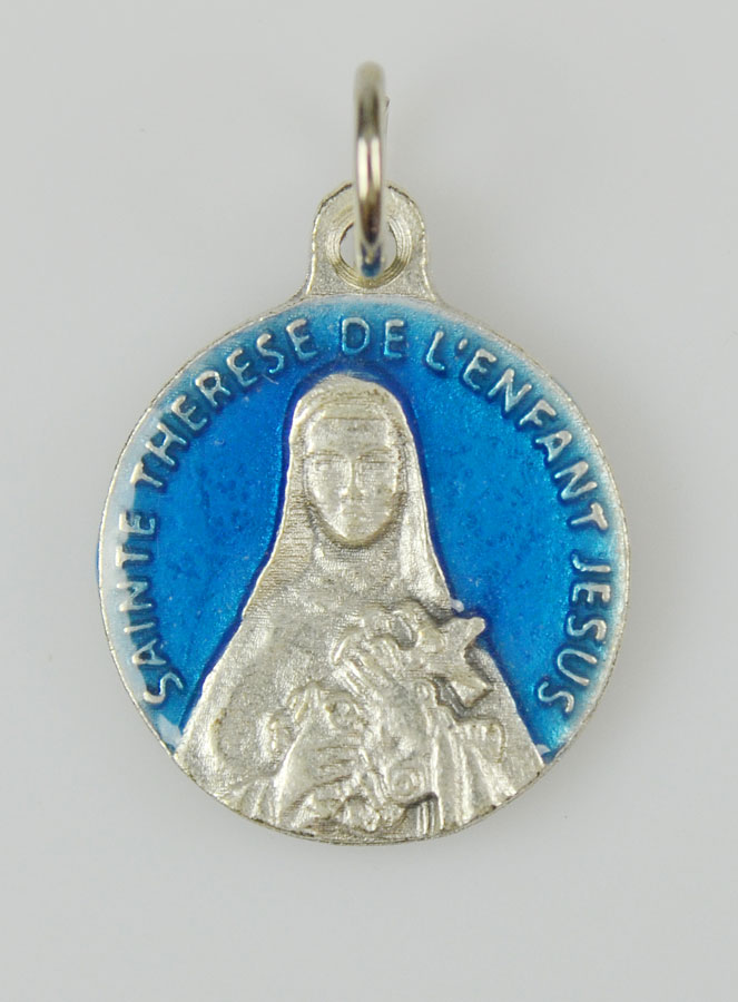 Médaille Sainte Thérèse Argentée & Émail Bleu - 18 mm (pic 3)