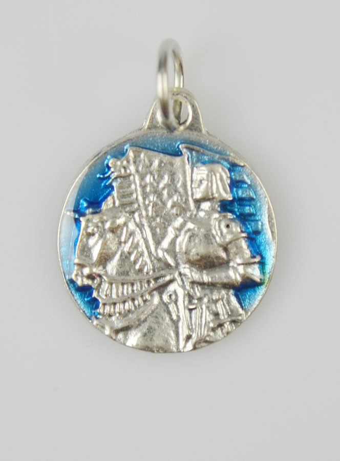 Médaille Sainte Jeanne d'Arc Argentée & Émail Bleu - 18 mm (pic 3)