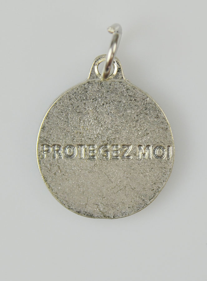 Médaille Sainte Jeanne d'Arc Argentée & Émail Bleu - 18 mm (pic 4)