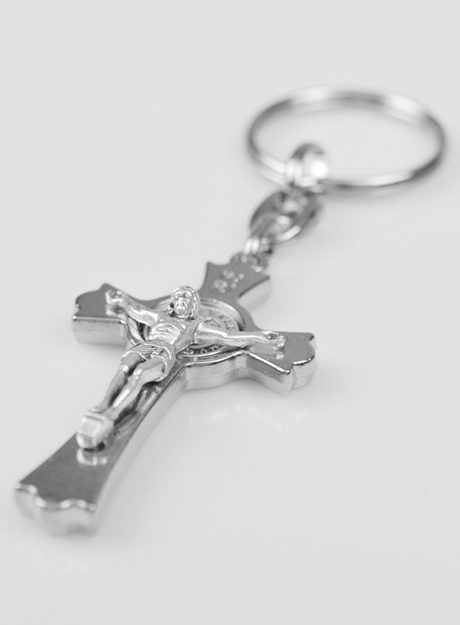 Porte-Clés Croix de Saint Benoit - Métal Argenté (pic 3)