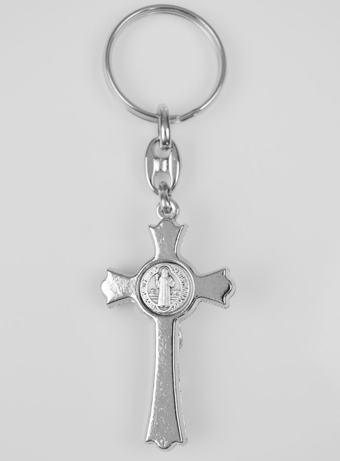 Porte-Clés Croix de Saint Benoit - Métal Argenté (pic 4)
