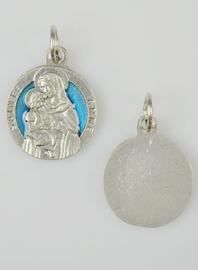 Médaille Sainte Anne Argentée & Émail Bleu - 18 mm (pic 1)