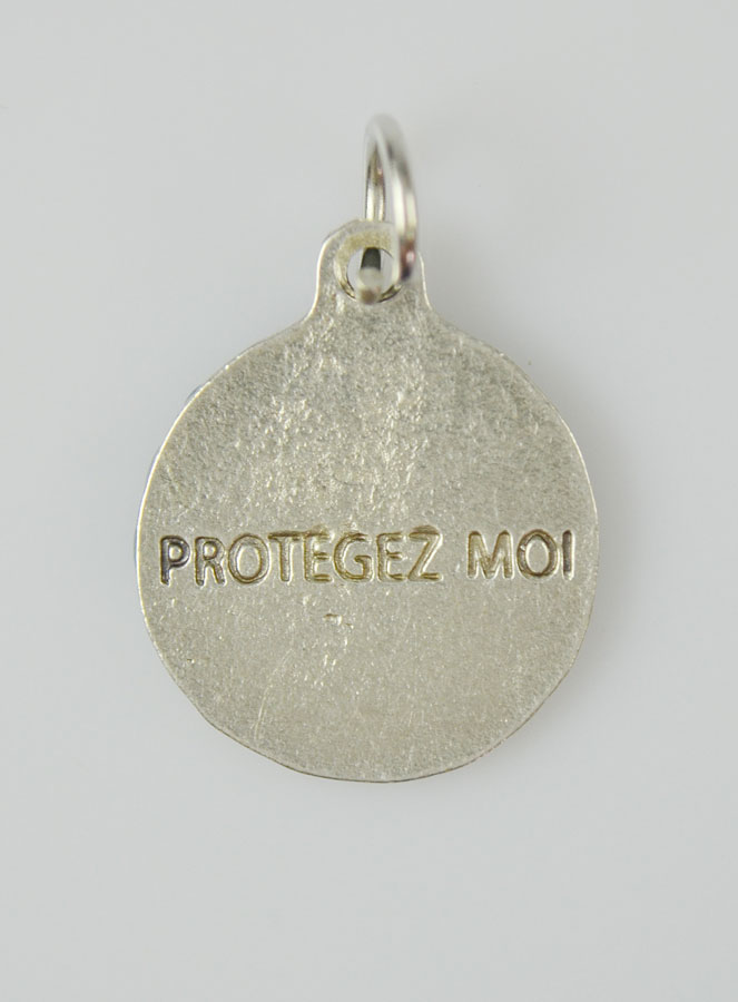 Médaille Saint Christophe Argentée & Émail Bleu - 18 mm (pic 4)