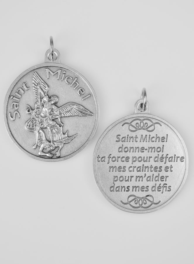 Grande Médaille de Saint Michel Archange Argentée - 4.5cm (pic 2)