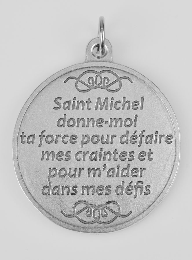 Grande Médaille de Saint Michel Archange Argentée - 4.5cm (pic 4)