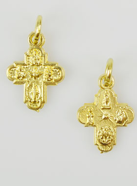 Pendentif Croix des Saints Dorée - 14mm (pic 1)