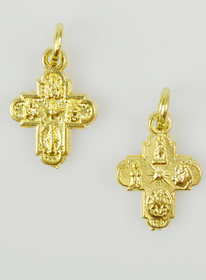 Pendentif Croix des Saints Dorée - 14mm (pic 2)