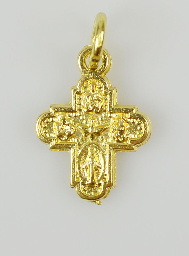 Pendentif Croix des Saints Dorée - 14mm (pic 3)