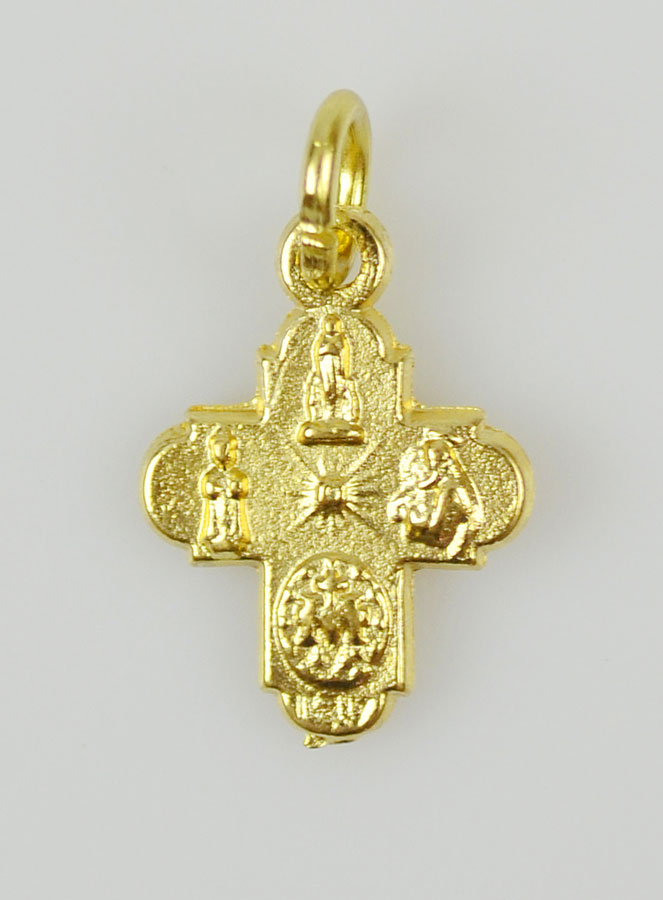 Pendentif Croix des Saints Dorée - 14mm (pic 4)