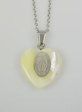 Parure Religieuse Chaîne et Pendentif Coeur & Miraculeuse - Argent (pic 1)