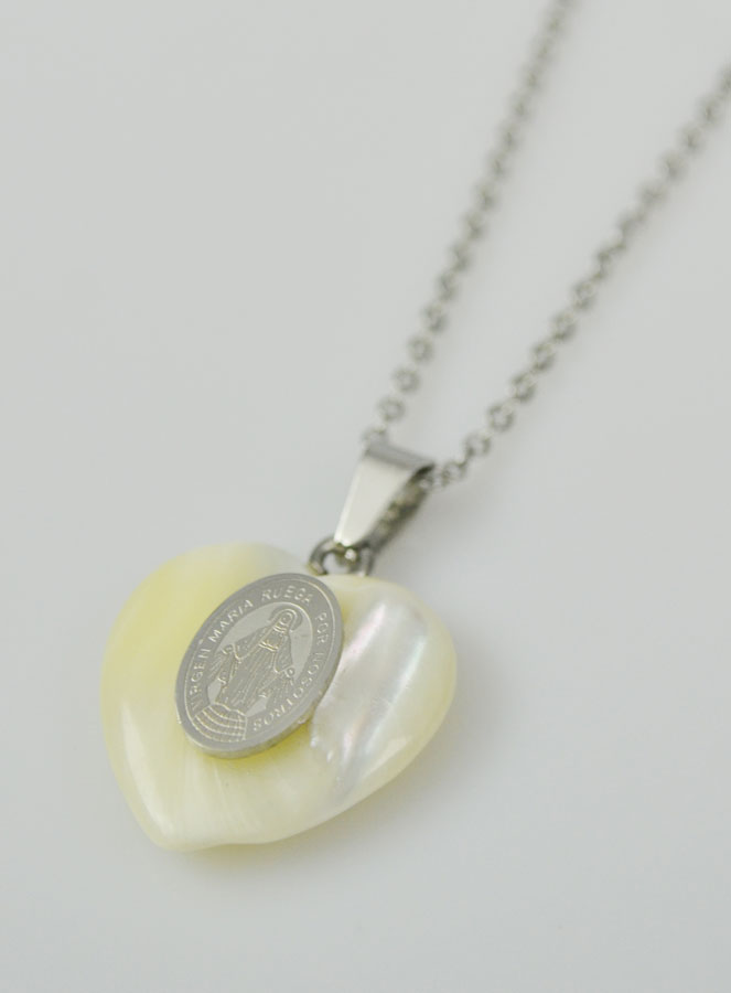 Parure Religieuse Chaîne et Pendentif Coeur & Miraculeuse - Argent (pic 2)