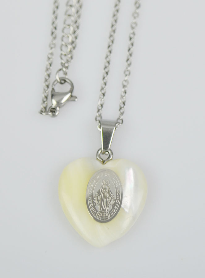 Parure Religieuse Chaîne et Pendentif Coeur & Miraculeuse - Argent (pic 3)