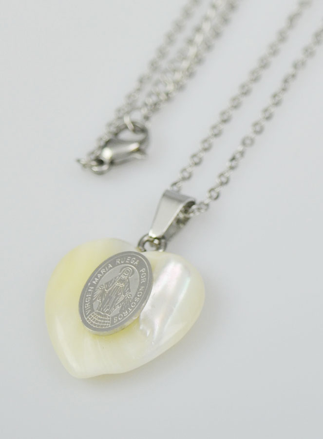 Parure Religieuse Chaîne et Pendentif Coeur & Miraculeuse - Argent (pic 4)