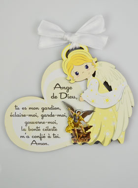 Cadeau de Baptême - Plaque Ange Gardien & St Michel Archange (pic 1)