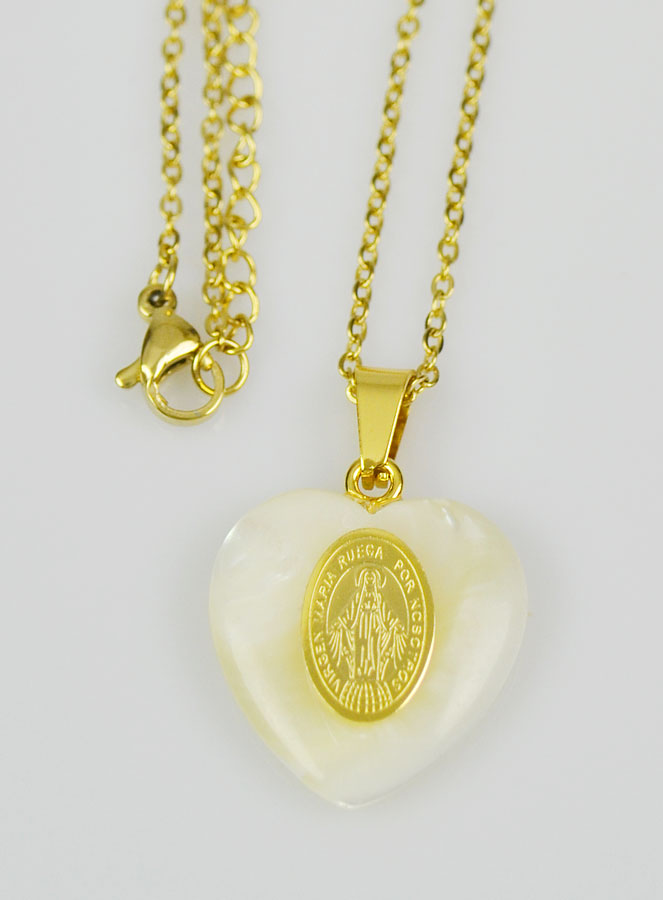 Parure Religieuse Chaîne et Pendentif Coeur & Miraculeuse- Or (pic 3)