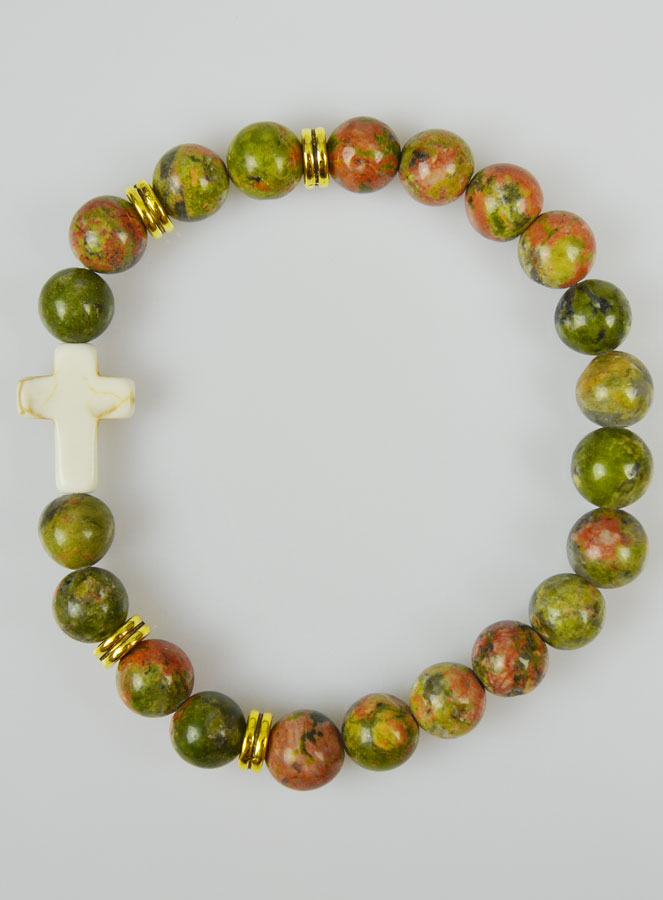 Bracelet Religieux en Pierre Naturelle - Unakite (pic 2)