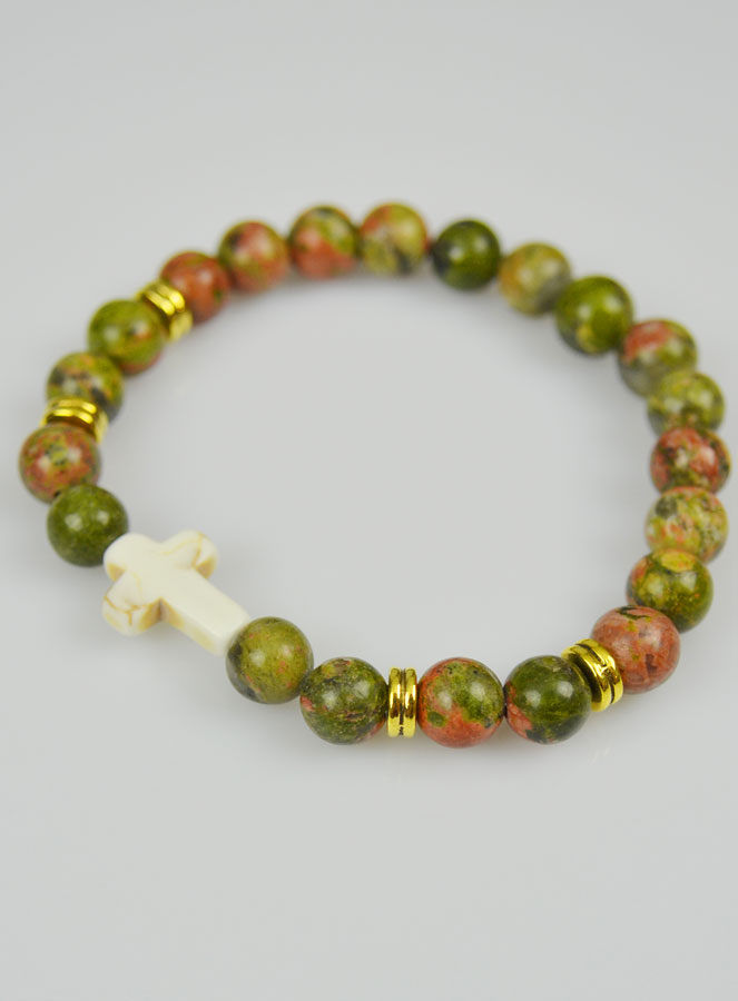 Bracelet Religieux en Pierre Naturelle - Unakite (pic 3)