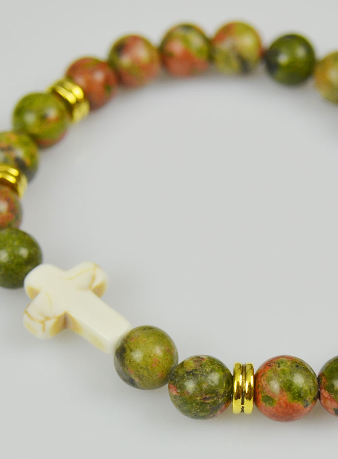 Bracelet Religieux en Pierre Naturelle - Unakite (pic 4)