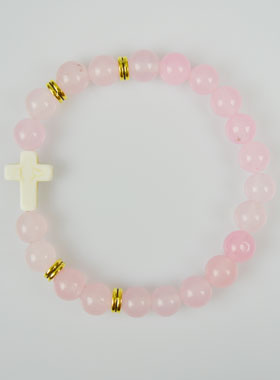 Bracelet Religieux en Pierre Naturelle - Quartz Rose (pic 1)