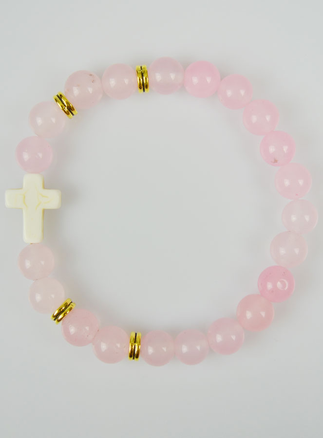 Bracelet Religieux en Pierre Naturelle - Quartz Rose (pic 2)