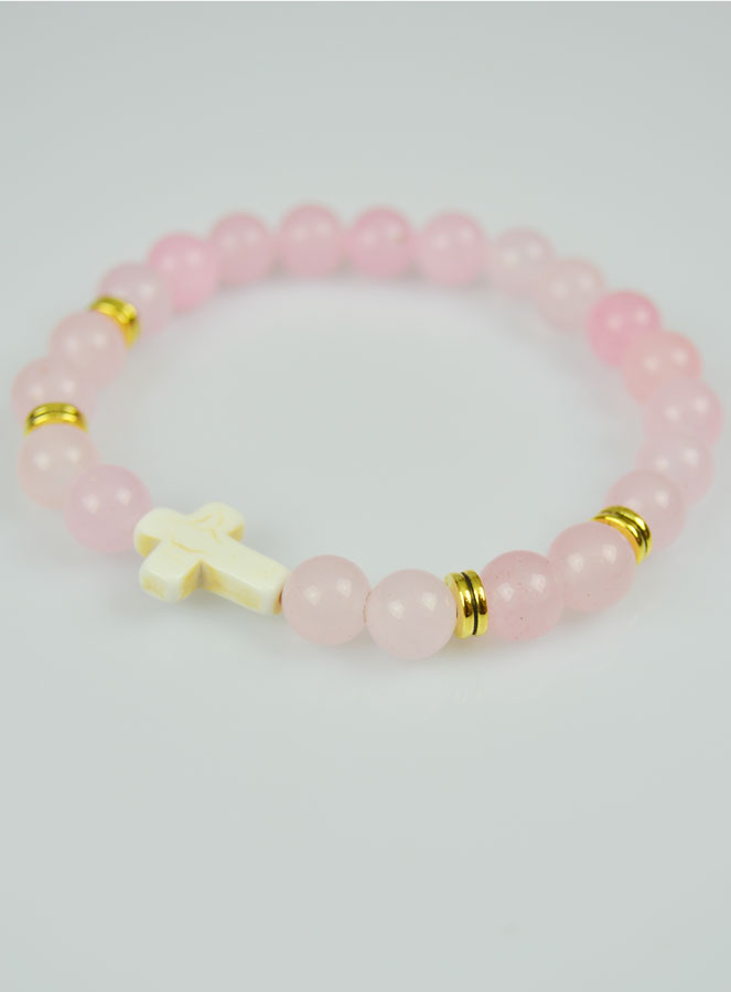 Bracelet Religieux en Pierre Naturelle - Quartz Rose (pic 3)