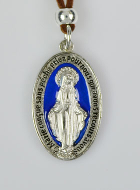 Médaille Miraculeuse Bleue 30mm + Cordon (pic 1)