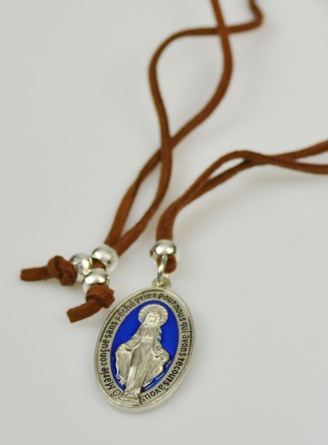 Médaille Miraculeuse Bleue 30mm + Cordon (pic 3)