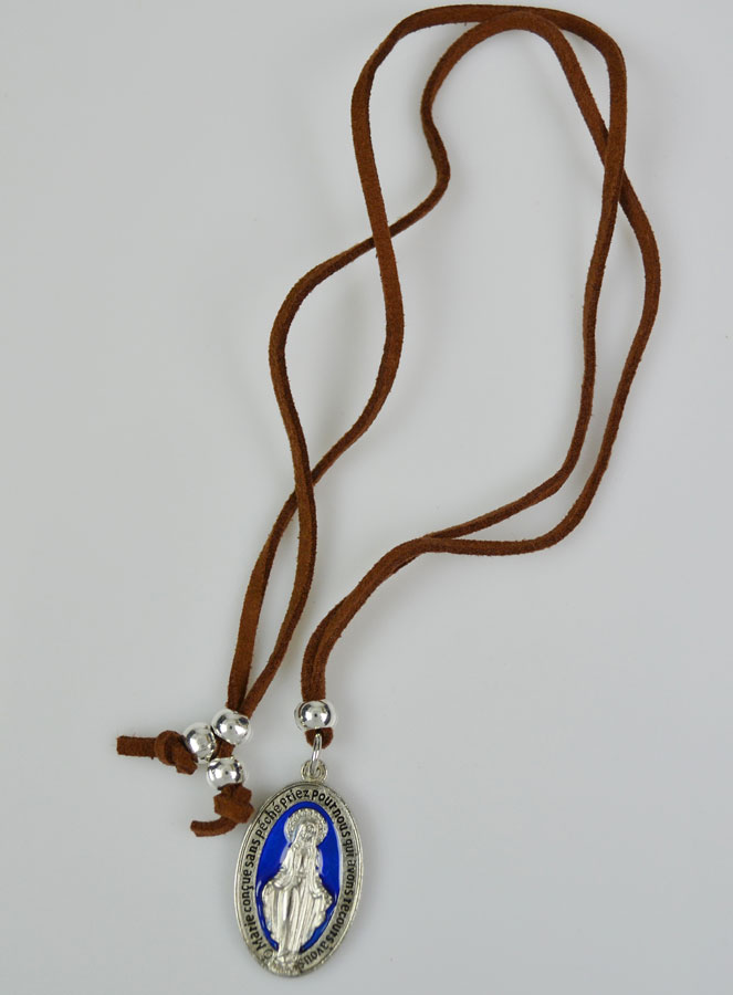 Médaille Miraculeuse Bleue 30mm + Cordon (pic 4)