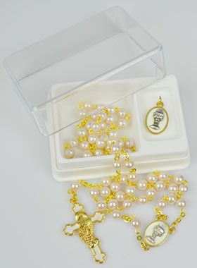 Coffret de Première Communion Chapelet + Médaille - Doré (pic 1)