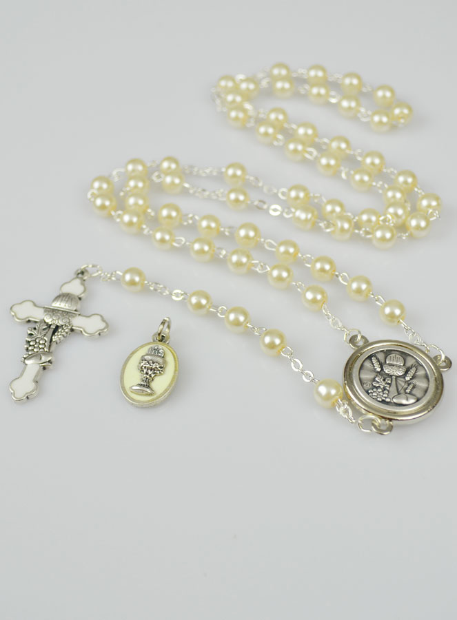 Coffret de Première Communion Chapelet + Médaille St Michel - Argenté (pic 2)