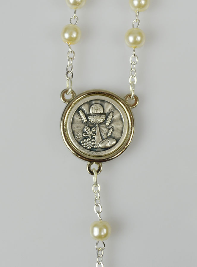 Coffret de Première Communion Chapelet + Médaille St Michel - Argenté (pic 4)