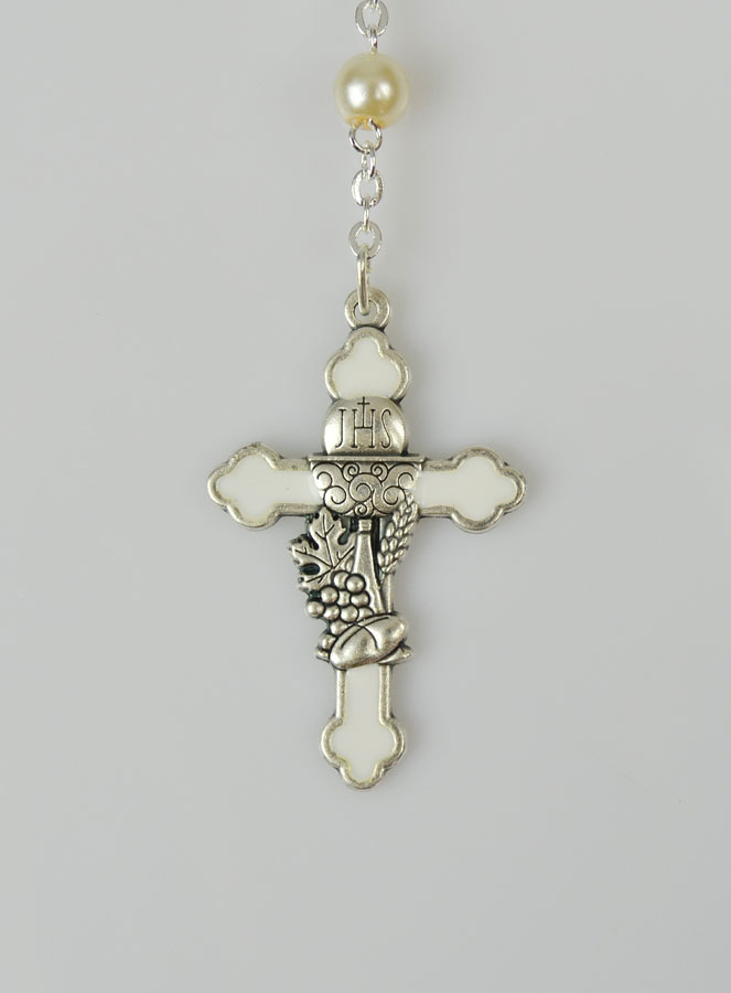 Coffret de Première Communion Chapelet + Médaille ND Lourdes - Argenté (pic 3)
