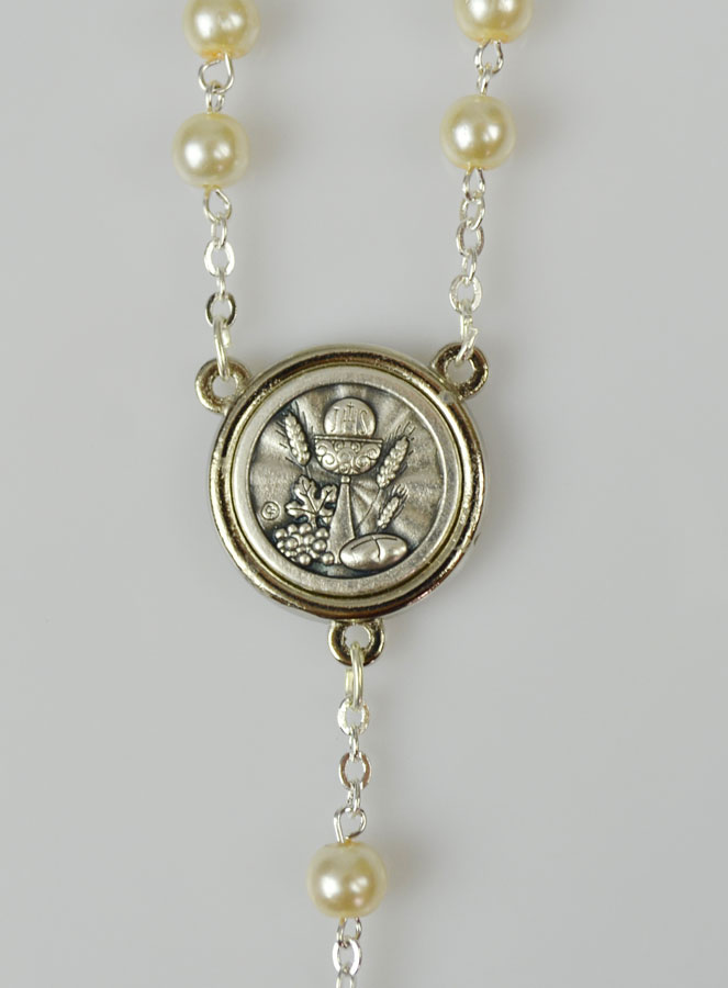 Coffret de Première Communion Chapelet + Médaille ND Lourdes - Argenté (pic 4)