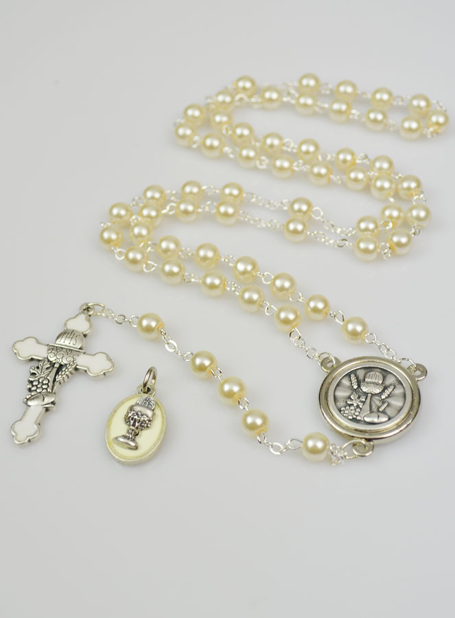 Chapelet en Perles & Médaille ND Lourdes - Argenté (pic 2)