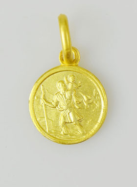 Médaille en Plaqué Or - Saint Christophe - 10mm (pic 1)