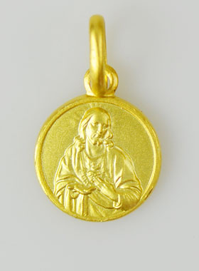 Médaille en Plaqué Or - Sacré Coeur de Jésus - 10mm (pic 1)