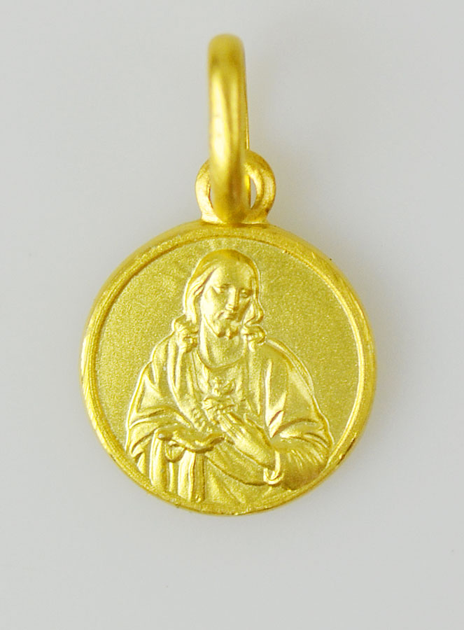 Médaille en Plaqué Or - Sacré Coeur de Jésus - 10mm (pic 2)