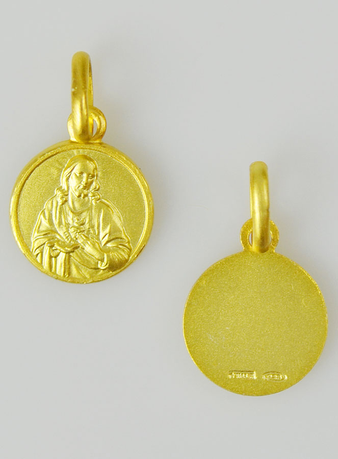 Médaille en Plaqué Or - Sacré Coeur de Jésus - 10mm (pic 4)