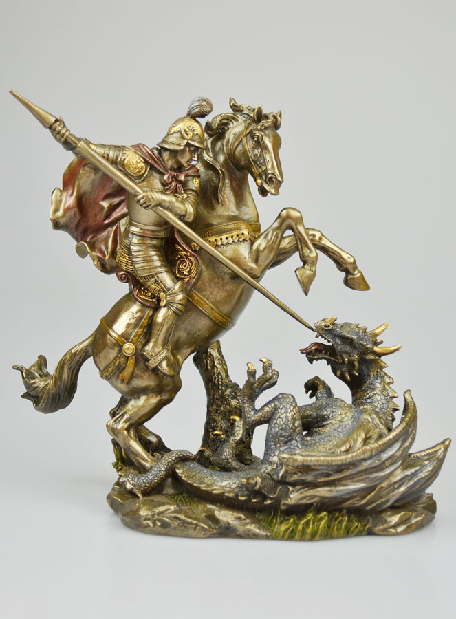 Statue Religieuse de Saint Georges en Bronze - 22cm (pic 2)
