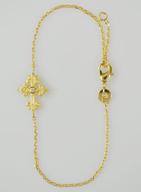 Bracelet Religieux Croix Baroque - Plaqué Or 18k (pic 1)