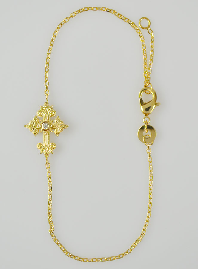 Bracelet Religieux Croix Baroque - Plaqué Or 18k (pic 2)