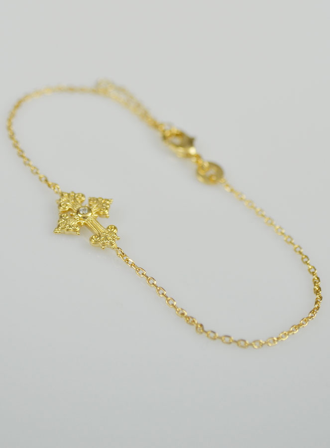 Bracelet Religieux Croix Baroque - Plaqué Or 18k (pic 3)