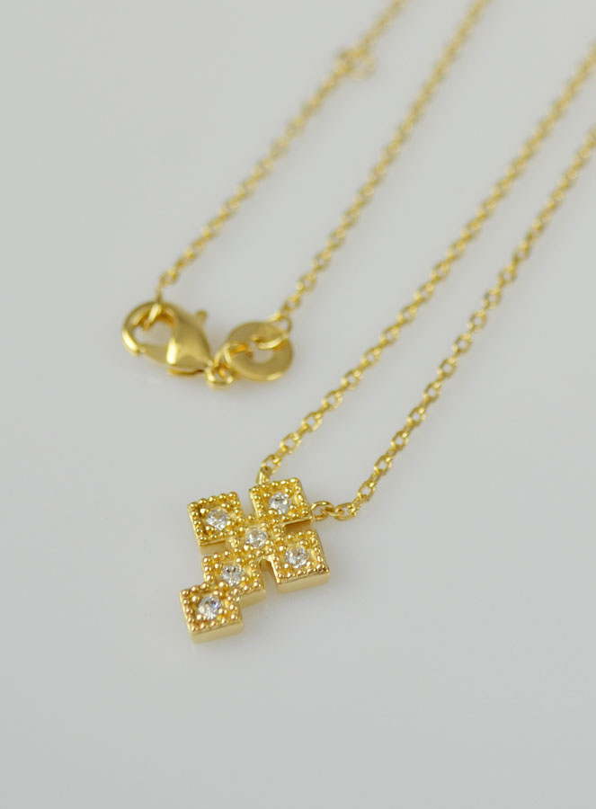 Collier Religieux Croix Orthodoxe en Plaqué Or 18k (pic 4)