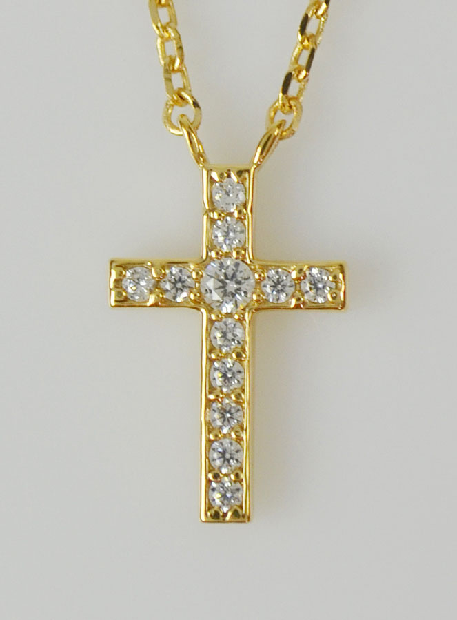 Collier Croix Diamant - Plaqué Or 18k (pic 2)