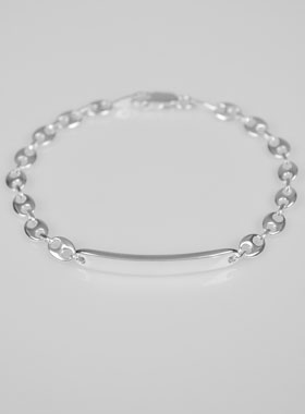 Gourmette Maille Grain de Café en Argent Massif - 21cm (pic 1)