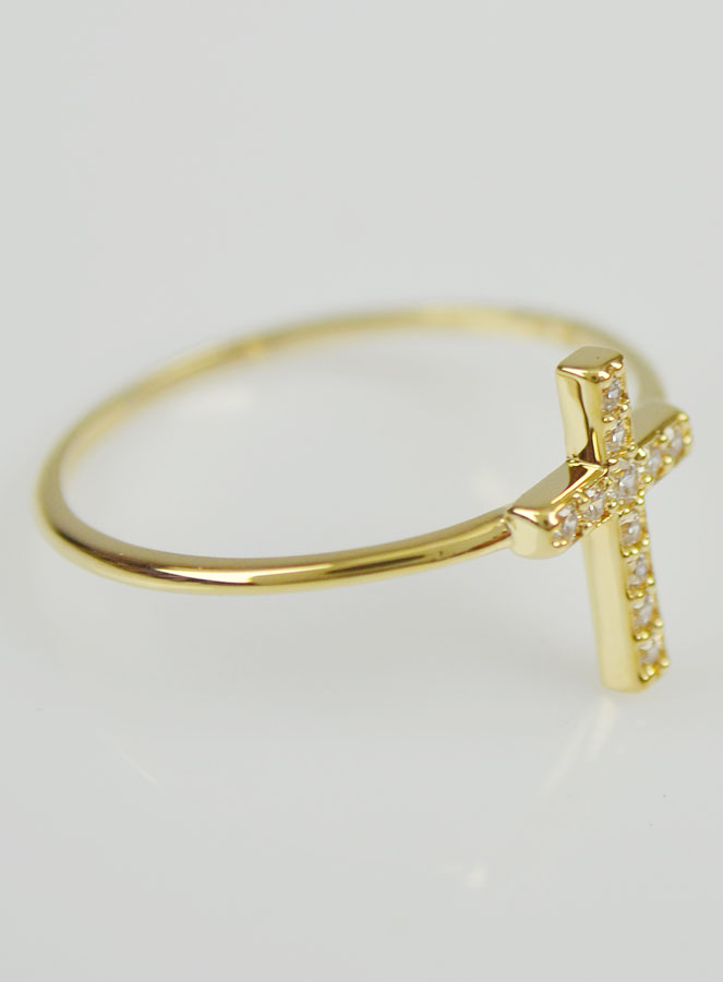 Bague Religieuse Croix & Diamants - Taille 52 (pic 4)