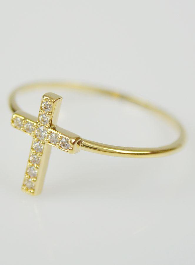Bague Religieuse Croix & Diamants - Taille 54 (pic 3)