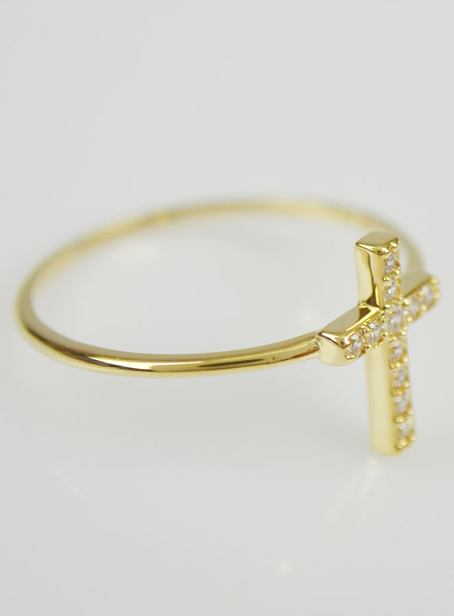 Bague Religieuse Croix & Diamants - Taille 54 (pic 4)