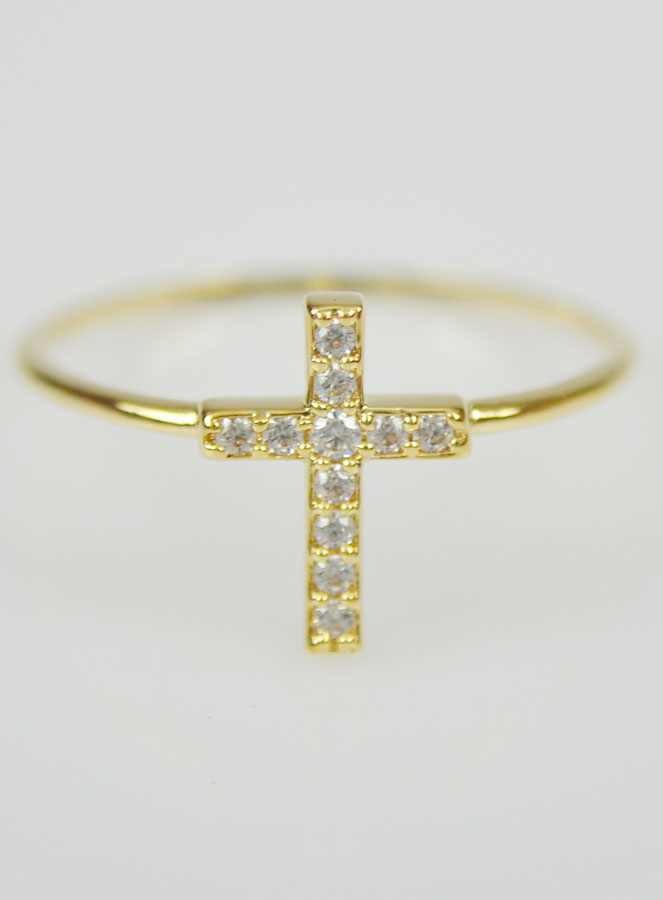 Bague Religieuse Croix & Diamants - Taille 58 (pic 2)